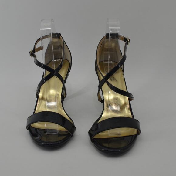 Thalia Sodi Black Patent Leather Sandals Heels Strappy 8.5 - Picture 14 of 14